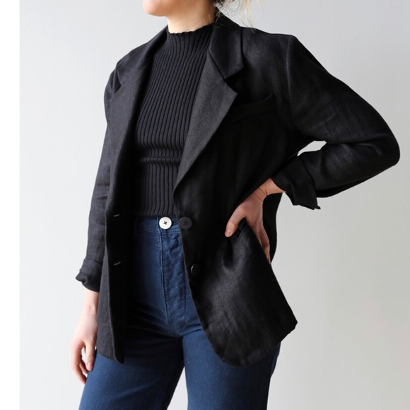 Jesse Kamm Jackets & Blazers - Jesse Kamm Black Linen Blazer NWT